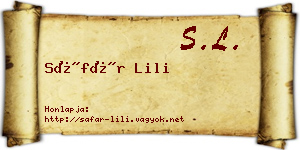 Sáfár Lili névjegykártya