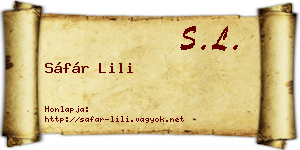 Sáfár Lili névjegykártya